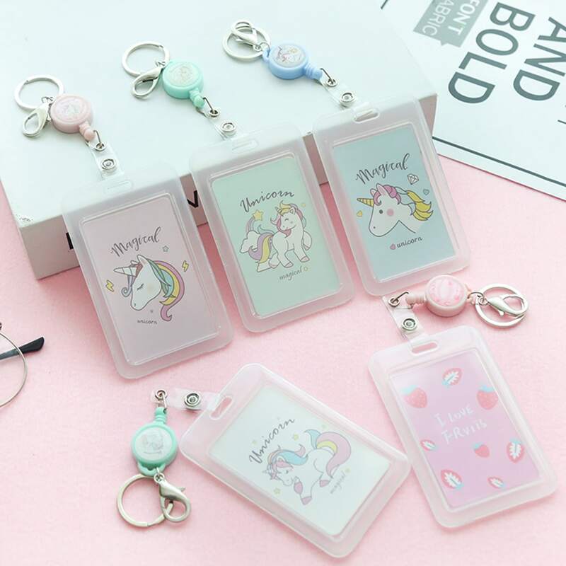 

1pc Cartoon Unicorn Print Random Card Cover, Clear