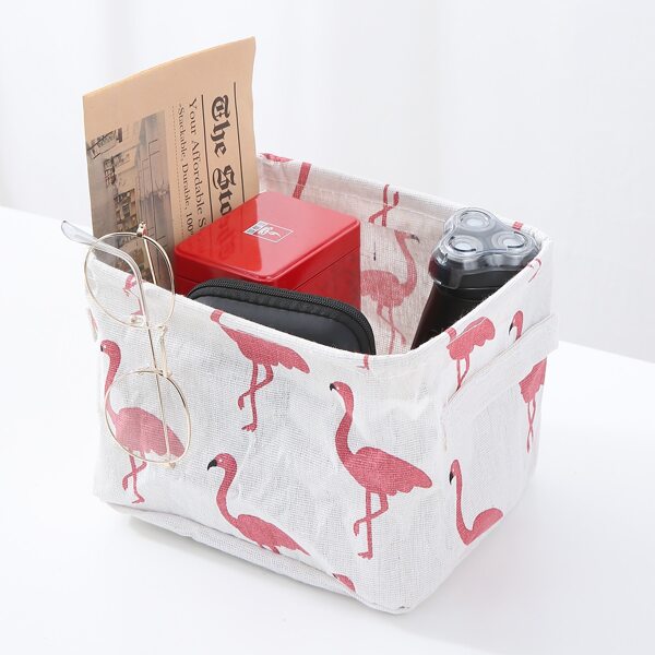 

Flamingo Print Storage Basket, White