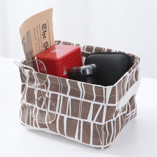 

Graphic Print Storage Basket, Coffee brown