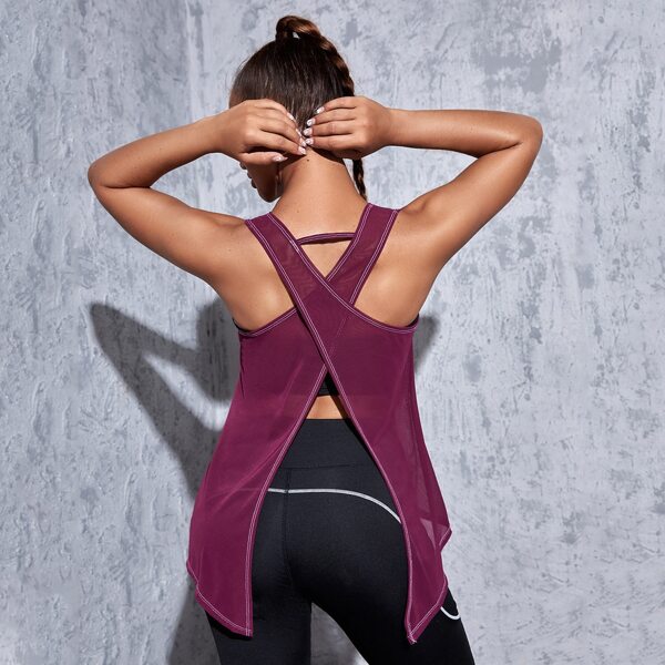 

Crossover Back Sports Tank Top, Purple