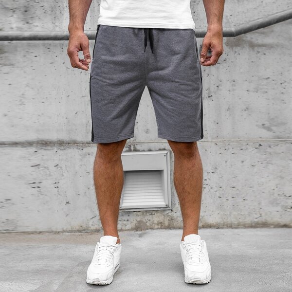 

Men Color Block Zip Pocket Shorts, Dark grey