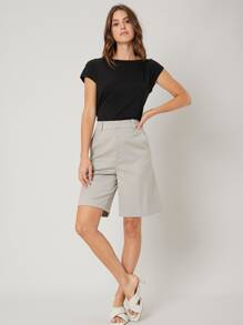 SHEIN Viscose Slim Top - Black - View 6