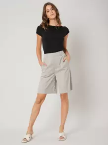 SHEIN Viscose Slim Top - Black - View 7