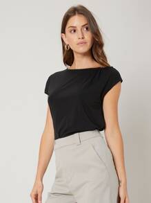 SHEIN Viscose Slim Top - Black - View 9