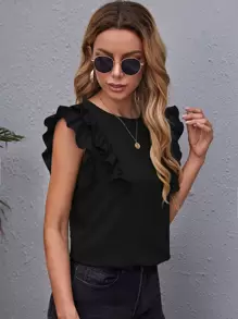 SHEIN Clasi 荷葉邊袖口素色上衣