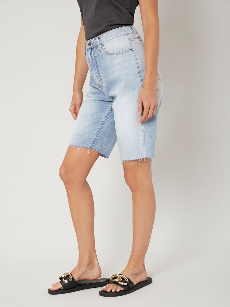 Bermuda Raw Hem Denim Shorts