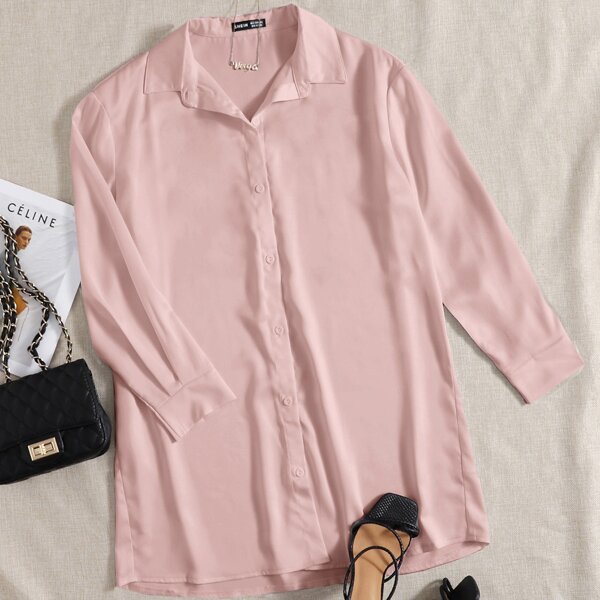 

Single Breasted Solid Blouse, Pink