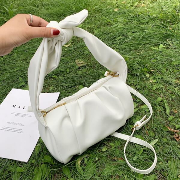 

Minimalist Ruched Bag, Beige