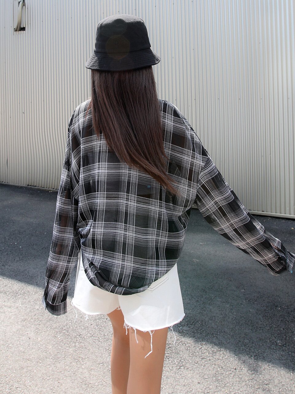 Plaid Drop Shoulder Oversized Shirt