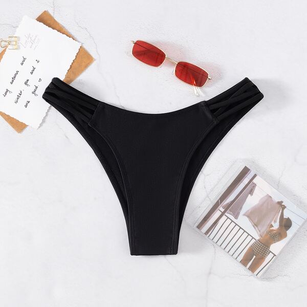 

Cut-out Side High Cut Bikini Panty, Black