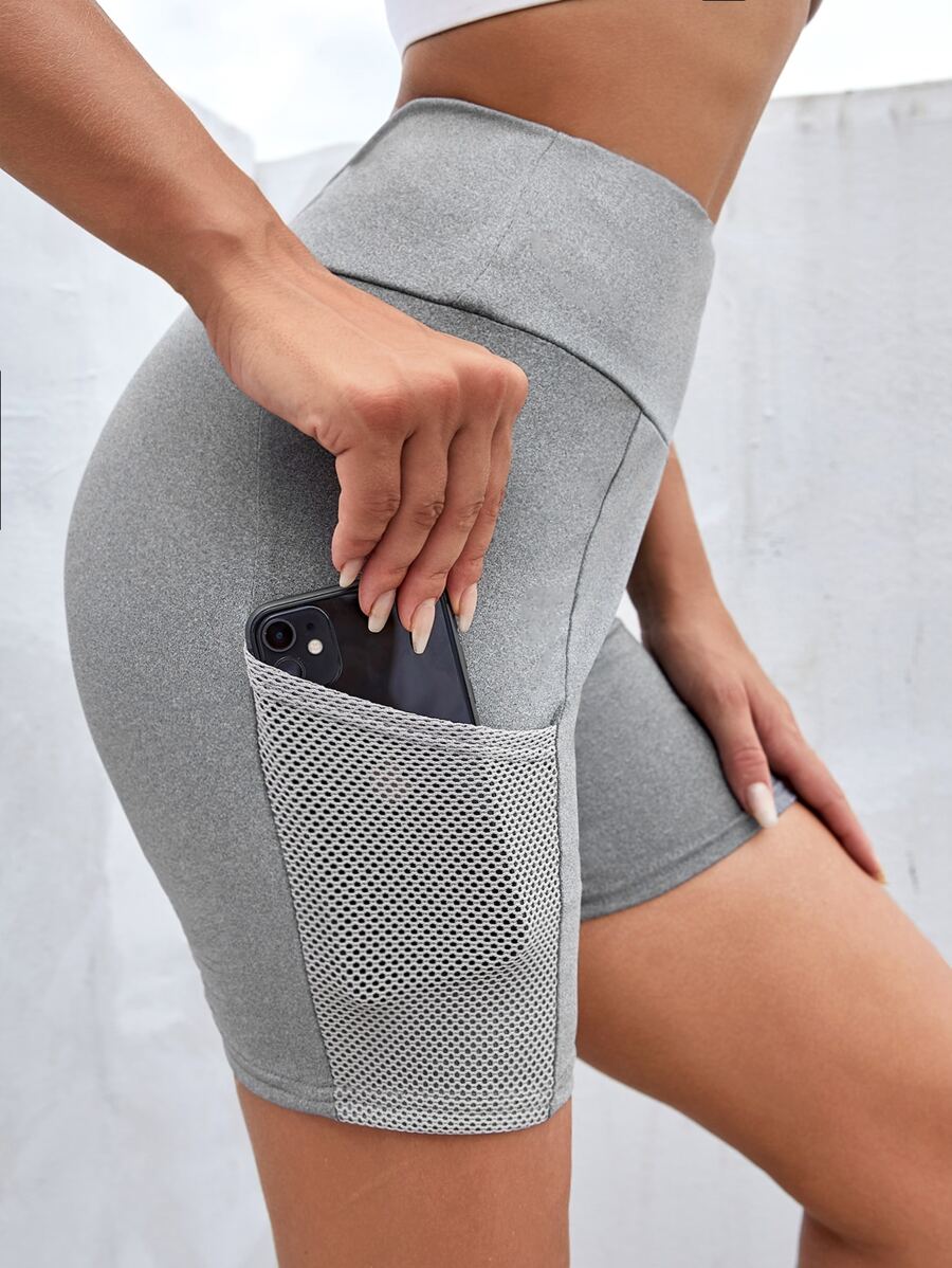 口袋純色運動短褲