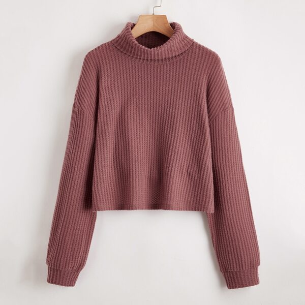 

Plus Waffle Knit Mock Neck Tee, Redwood