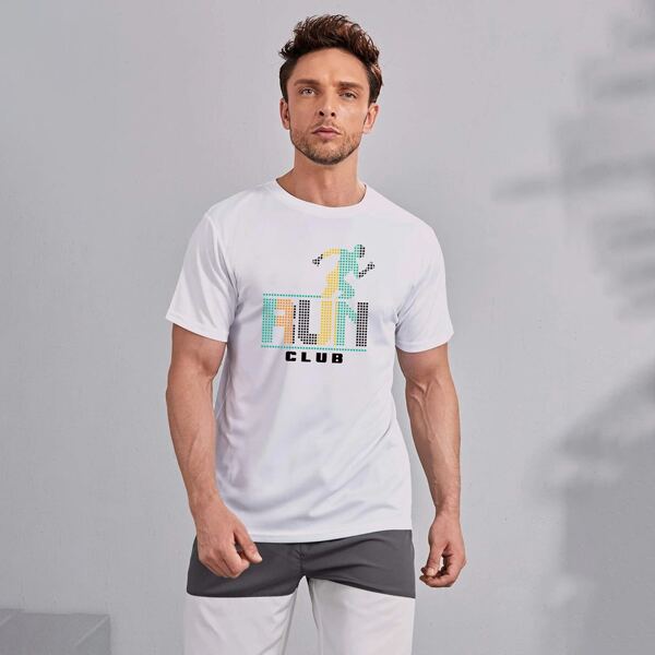 

Men Letter Graphic Sports Tee, White
