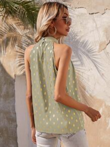 Blusa dorado geométrico fruncido - verde menta - Ver 2