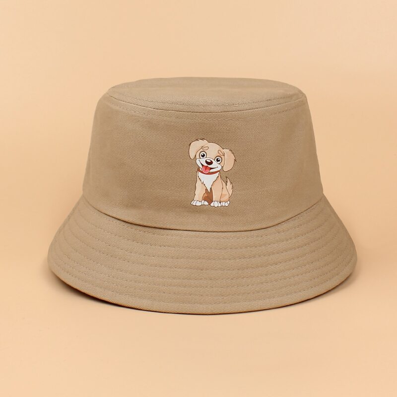 

Cartoon Dog Graphic Bucket Hat, Khaki