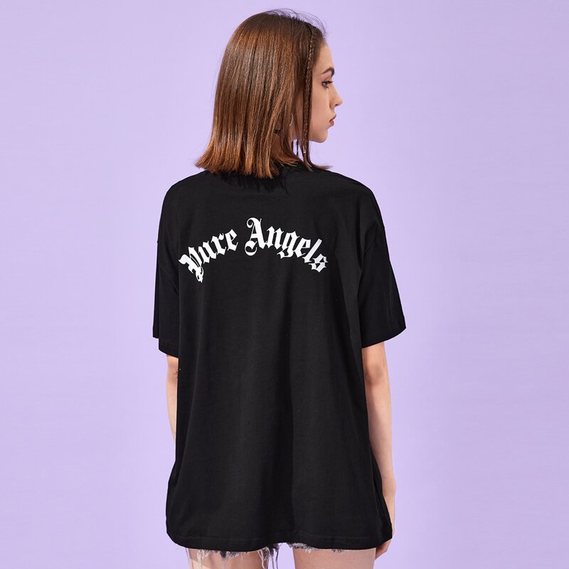

Letter Drop Shoulder Tee, Black