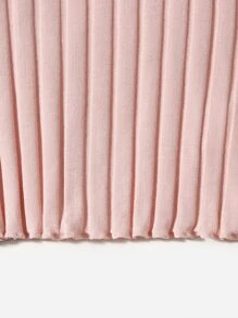 SHEIN Tank Tops & Camis Bé Gái Xù nhỏ Gân đan màu trơn Giải trí - Bụi hồng - Xem 3