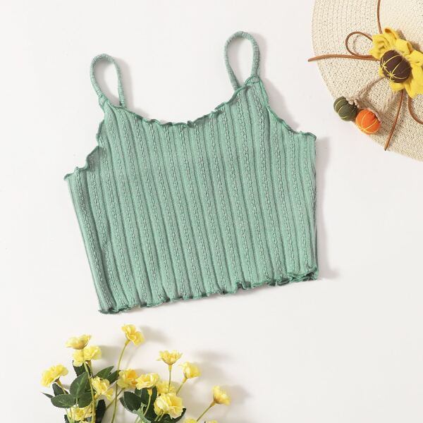 

Girls Lettuce Trim Cami Top, Mint green