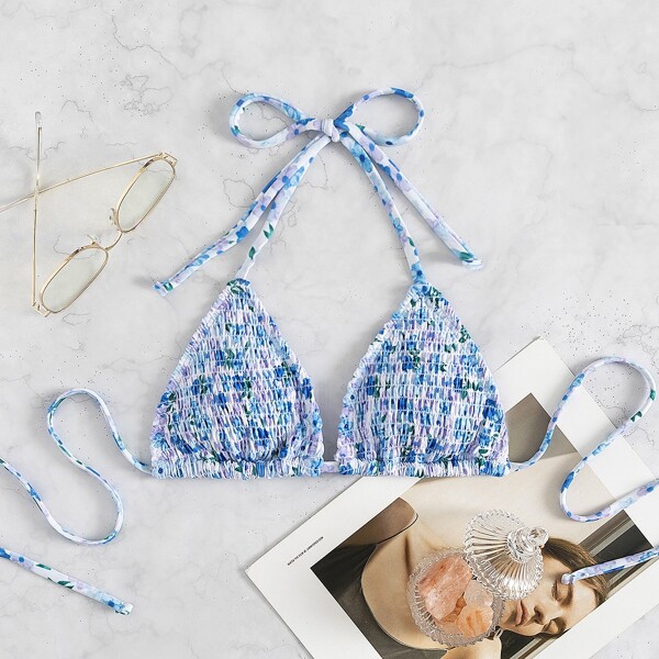

Floral Halter Bikini Top, Multicolor