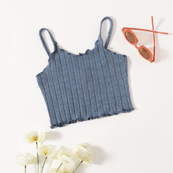 

Girls Lettuce Trim Cami Top, Blue
