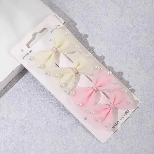

4pcs Toddler Girls Bow Hair Clip, Multicolor