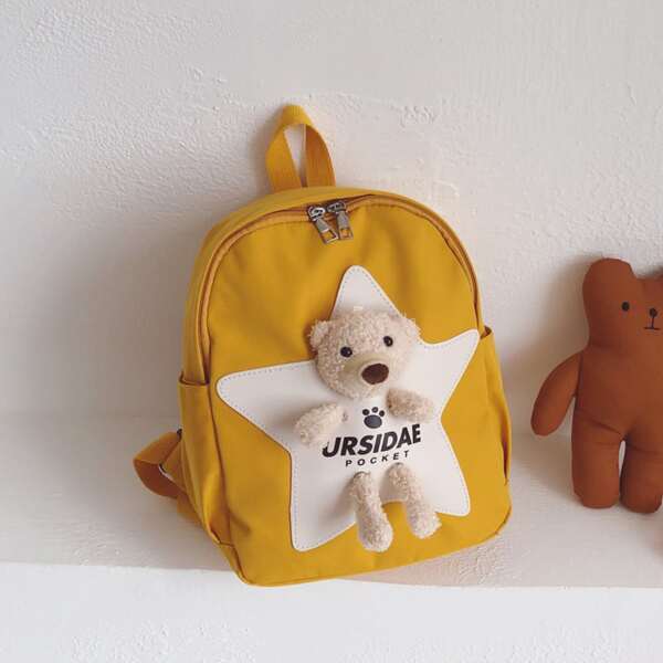 

Kids Cartoon Bear Decor Backpack, Yellow