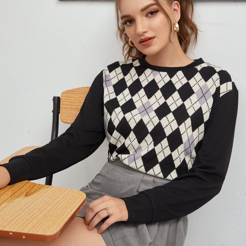 

Argyle Print Pullover, Multicolor