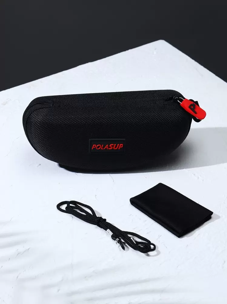 POLASUP 1 Par de Óculos Esportivos, de Ciclismo, Direção, Pesca, Moda, Caminhada ao Ar Livre, Viagem, Ciclismo com Almofadas de Silicone Antiderrapantes (Incluindo Corda de Silicone para Óculos, Estojo Portátil para Óculos, Pano de Limpeza) - Preto - Visão 7