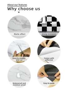 4/12/24pcs Marble Pattern Self-Adhesive Waterproof Floor Tile Stickers, Non-Slip Textured Ceramic Tile Decals For Home Decor, Adhesive Wall Paper, Thick & Moisture-Proof, 11.8x11.8inch Floor Tiles Flooring Floor Tiles Self Adhesive Floor Tiles Peel Stick Living Room Decor Room Decor Kitchen - White - View 4