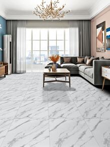 4/12/24pcs Marble Pattern Self-Adhesive Waterproof Floor Tile Stickers, Non-Slip Textured Ceramic Tile Decals For Home Decor, Adhesive Wall Paper, Thick & Moisture-Proof, 11.8x11.8inch Floor Tiles Flooring Floor Tiles Self Adhesive Floor Tiles Peel Stick Living Room Decor Room Decor Kitchen - White - View 6