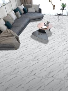 4/12/24pcs Marble Pattern Self-Adhesive Waterproof Floor Tile Stickers, Non-Slip Textured Ceramic Tile Decals For Home Decor, Adhesive Wall Paper, Thick & Moisture-Proof, 11.8x11.8inch Floor Tiles Flooring Floor Tiles Self Adhesive Floor Tiles Peel Stick Living Room Decor Room Decor Kitchen - White - View 7