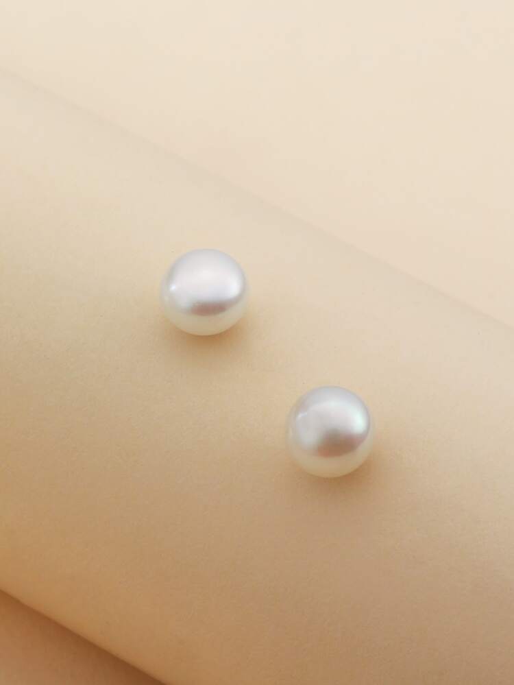 珍珠耳釘 - 白色 - 查看 3