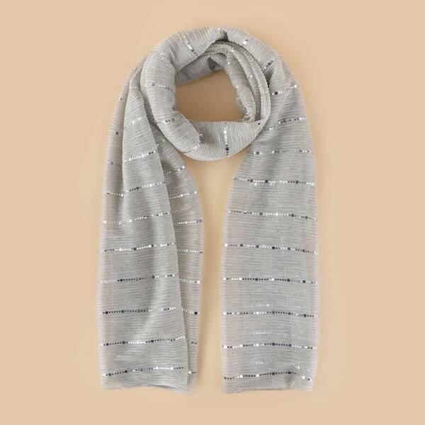 

Sequin Decor Scarf, Grey