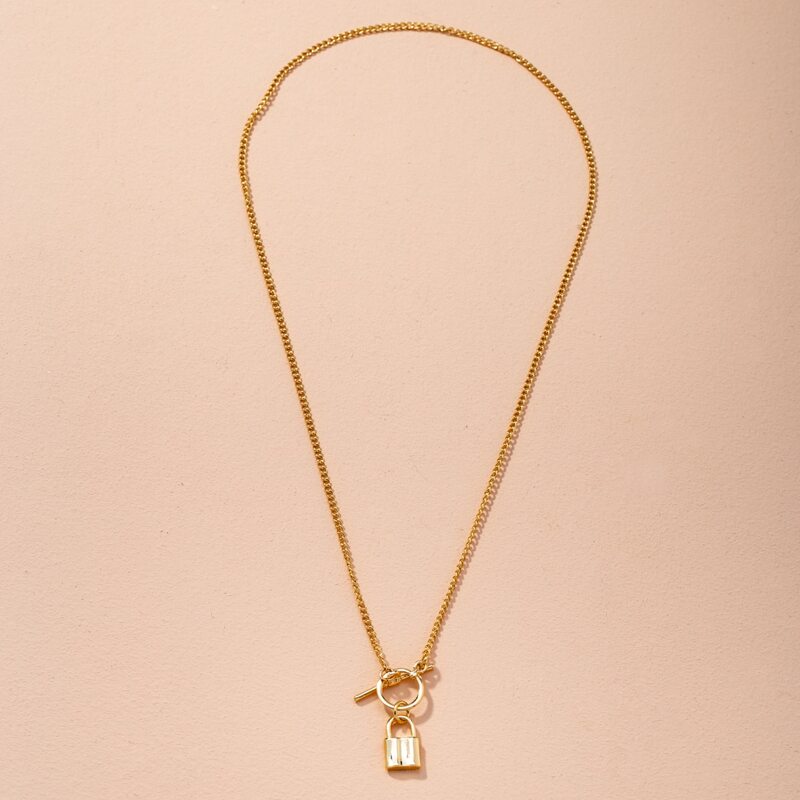 

Lock Pendant Necklace, Gold