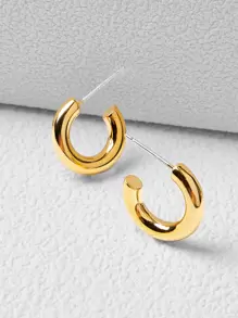 MOTF PREMIUM 1 pieza Pendientes de aro minimalistas Joyas de cobre - Amarillo Oro - Ver 5