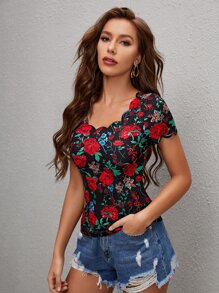 SHEIN Clasi Áo thun Sò điệp Hoa Giải trí - Nhiều màu - Xem 1