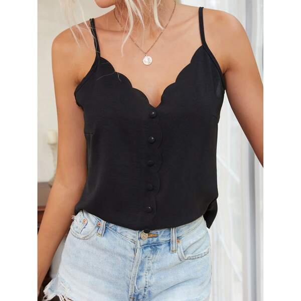 

Майка фестончатой отделкой, Чёрный