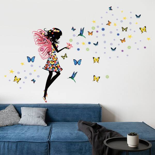 

Butterfly Girl Print Wall Sticker, Multicolor