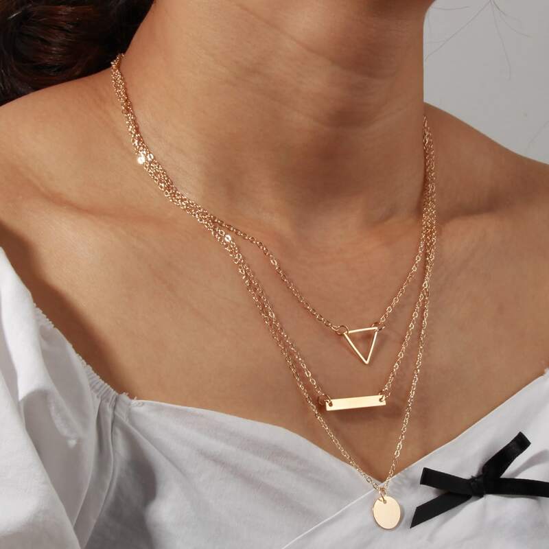 

Geo Layered Necklace, Gold