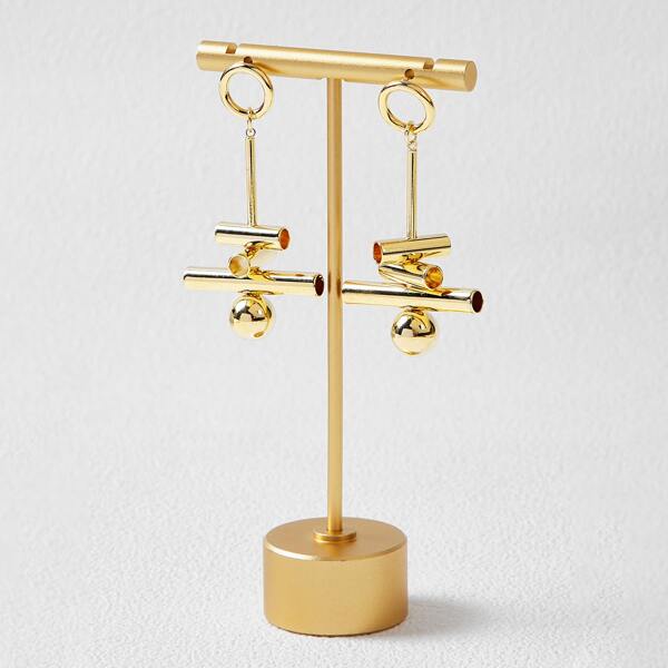 

14K GOLD PLATED LINK TUBE DROP EARRINGS
