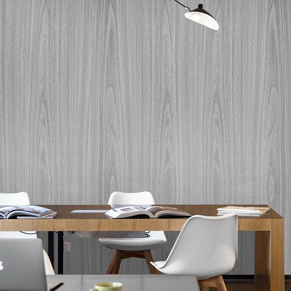 

1sheet Wooden Pattern Self Adhesive Wallpaper, Grey