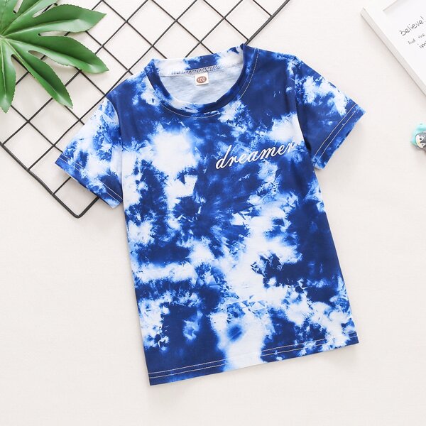 

Toddler Boys Letter Graphic Tie Dye Tee, Blue and white