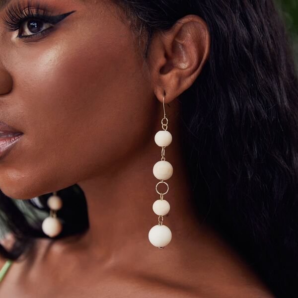 

Round Ball Decor Drop Earrings, Apricot