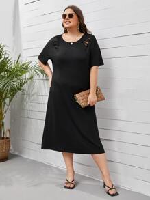 Vestido roto con abertura trasera - Negro - Ver 2