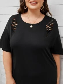 Vestido roto con abertura trasera - Negro - Ver 5