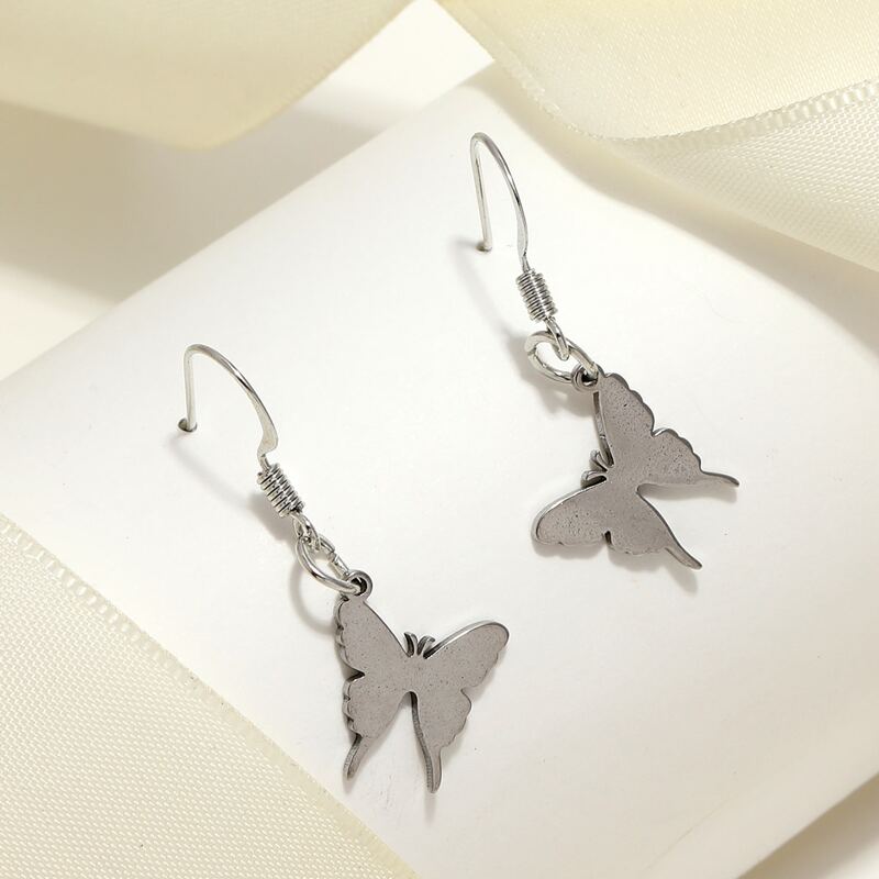 

Butterfly Drop Earrings, Silver