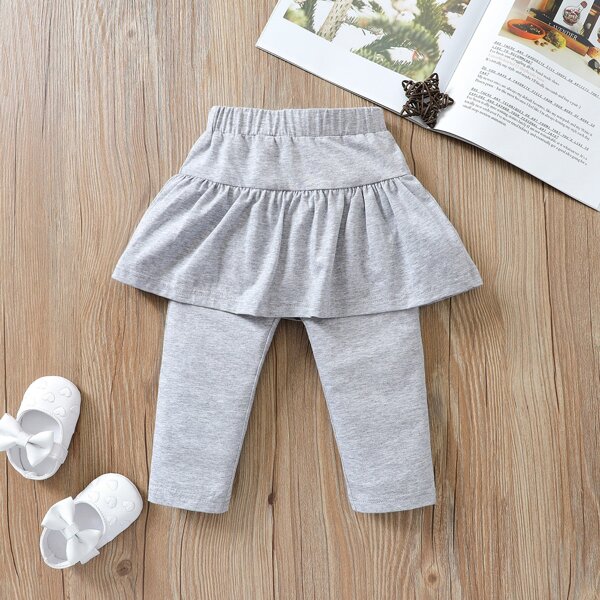 

Baby Girl Solid Ruffle Pants, Grey