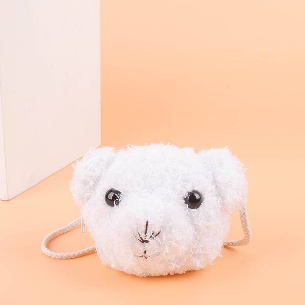 

Mini Fluffy Cartoon Crossbody Bag, White