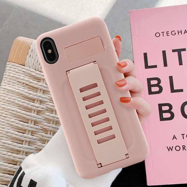 

Solid Hand Strap Phone Case, Pink