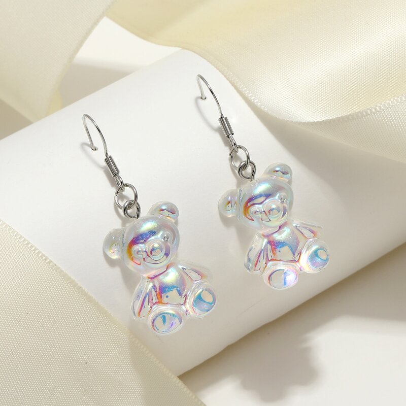 

Bear Drop Earrings, White